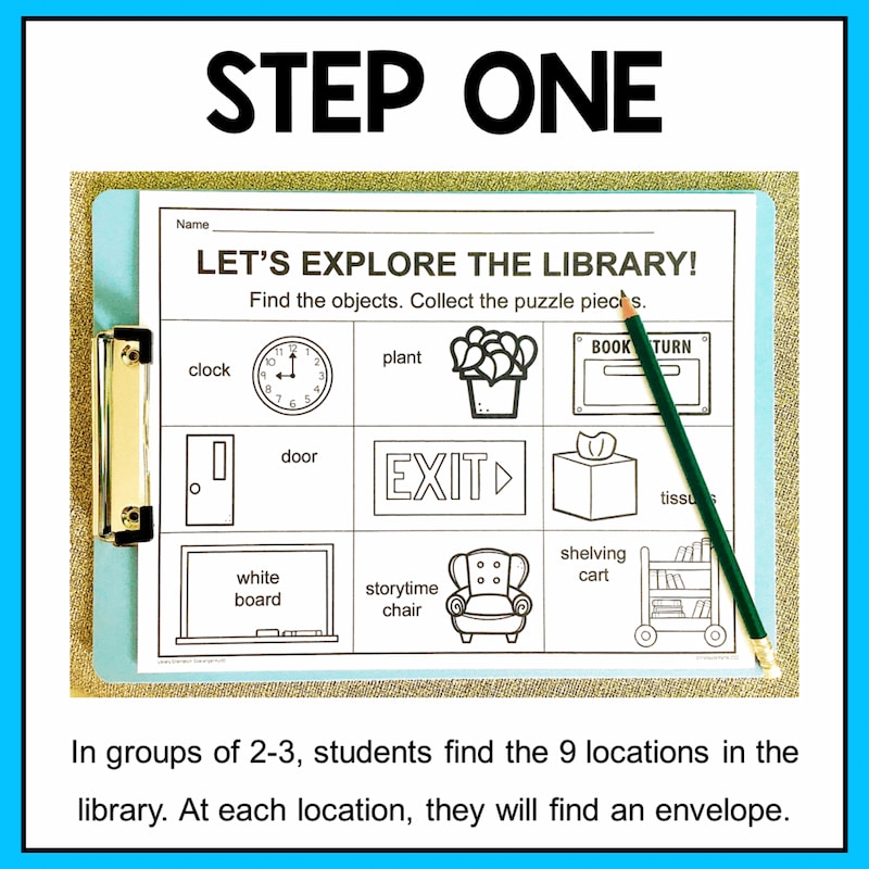 Library Orientation Scavenger Hunt For Grades K 2 Or ELL