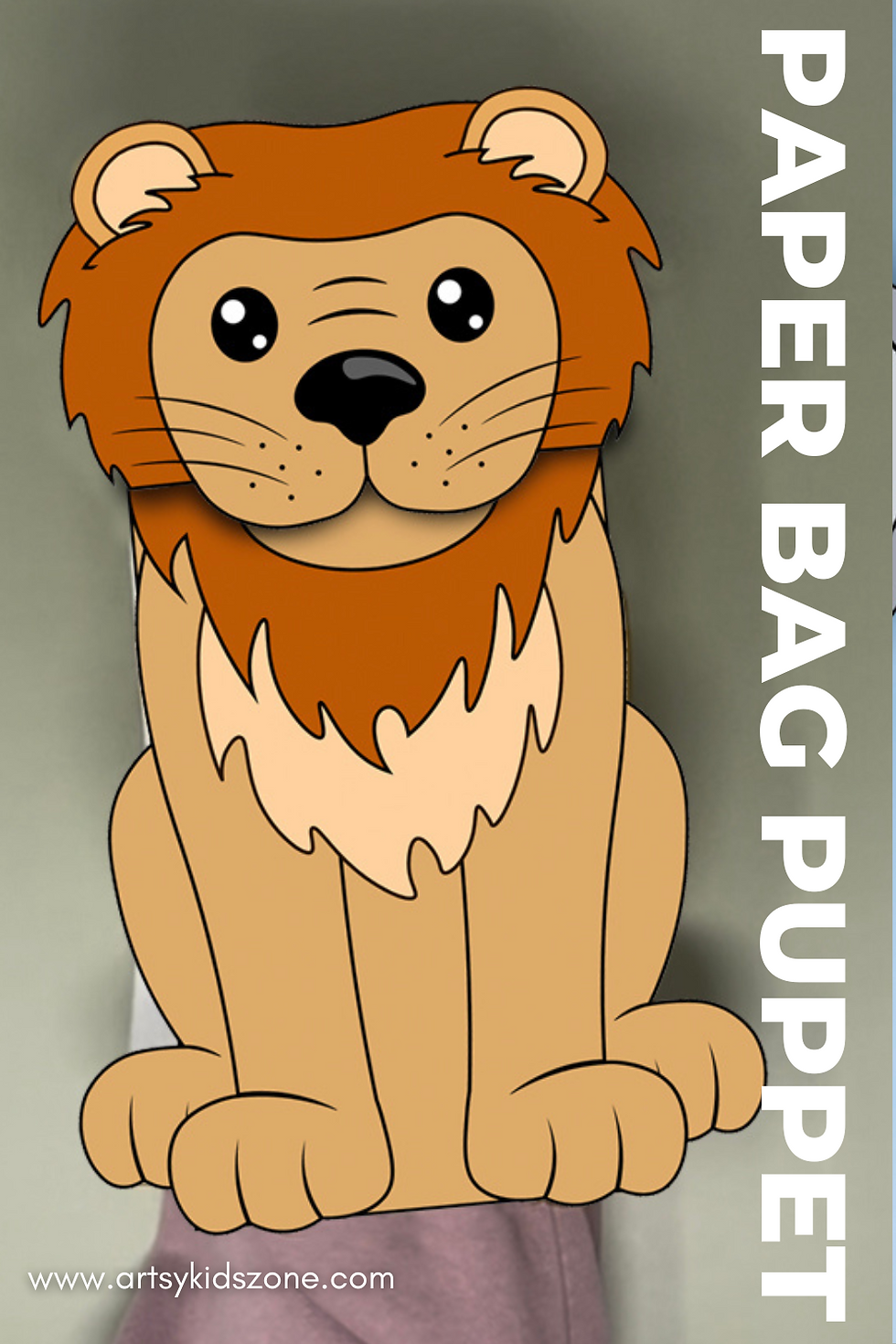 Lion Paper Bag Puppet Template