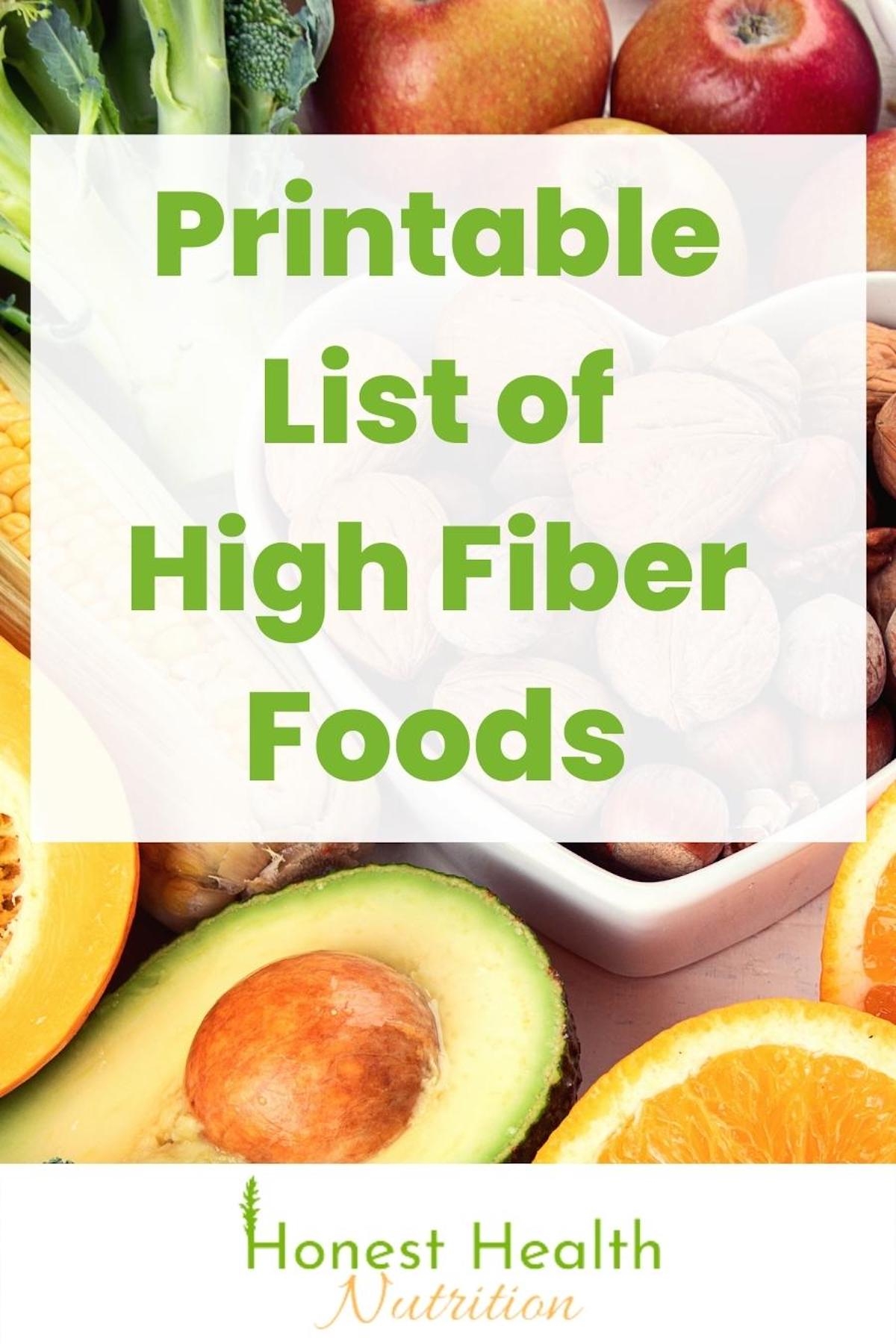 high fiber food list printable