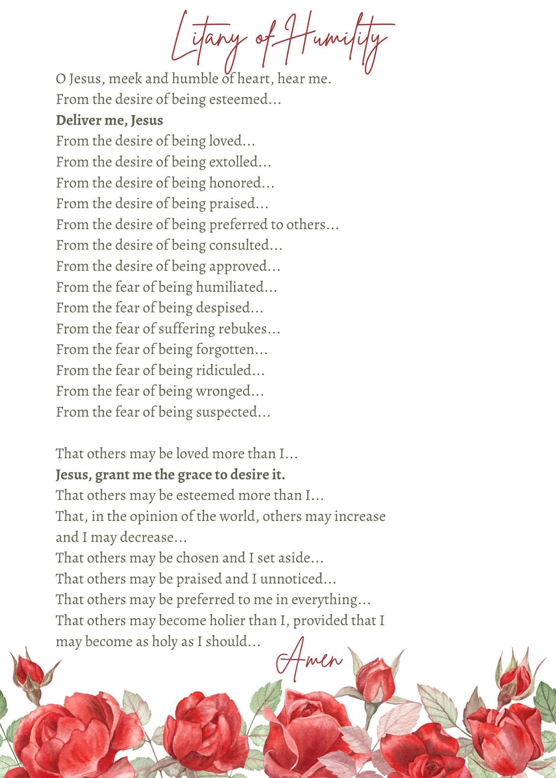 Litany Of Humility Litany Of Trust PDF Printable 4X6 And 5X7 
