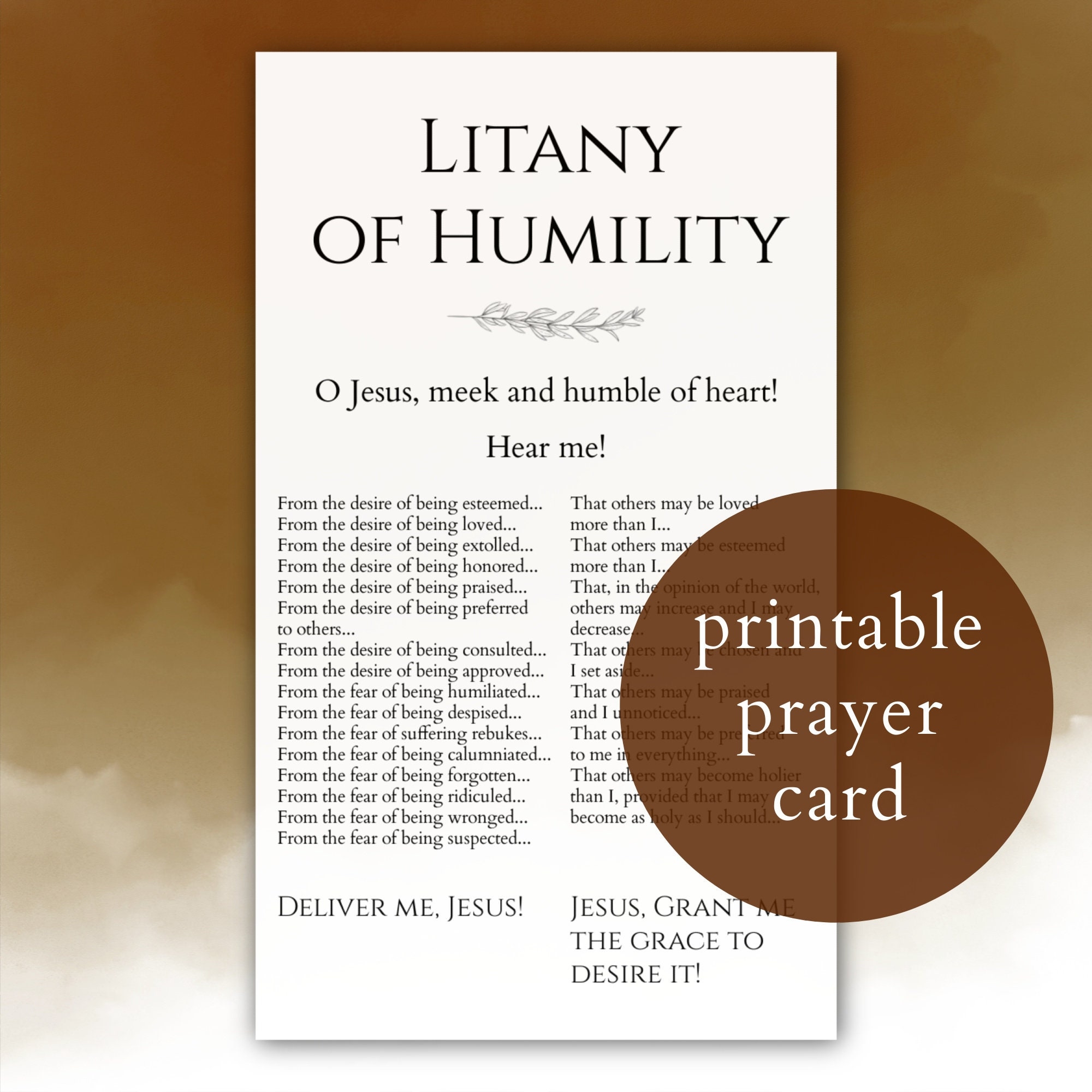 Litany Of Humility Prayer Card Printable Humility Prayer Print Deliver Me Jesus Prayer Catholic Prayer Christian Gift Catholic Devotion