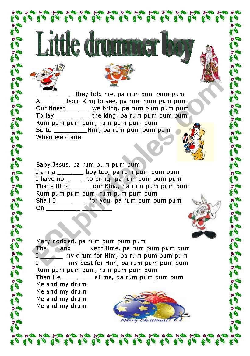 Little Drummer Boy An Interesting Christmas Carol Key ESL 