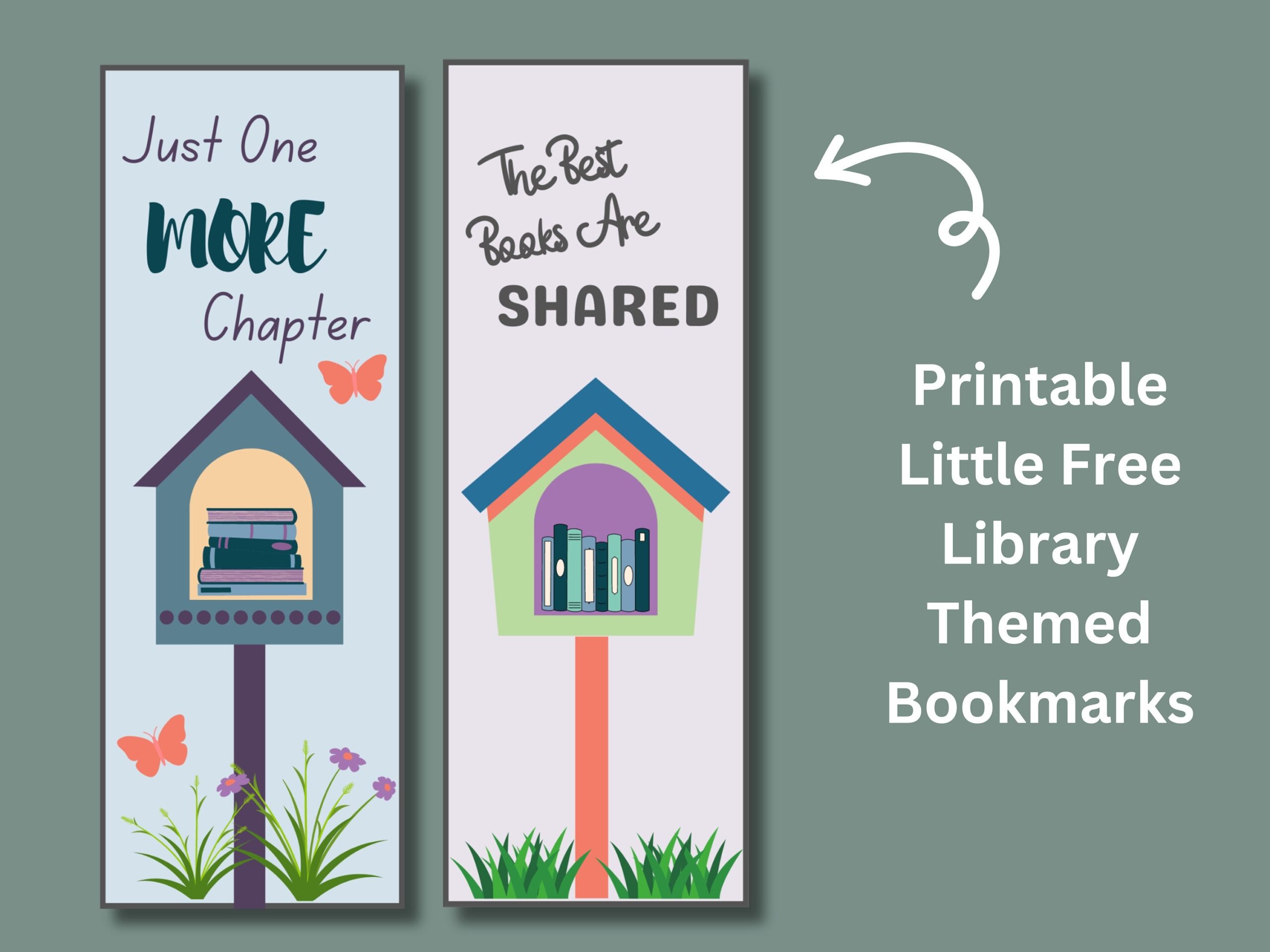 Little Free Library Printable Bookmarks Instant Download Etsy