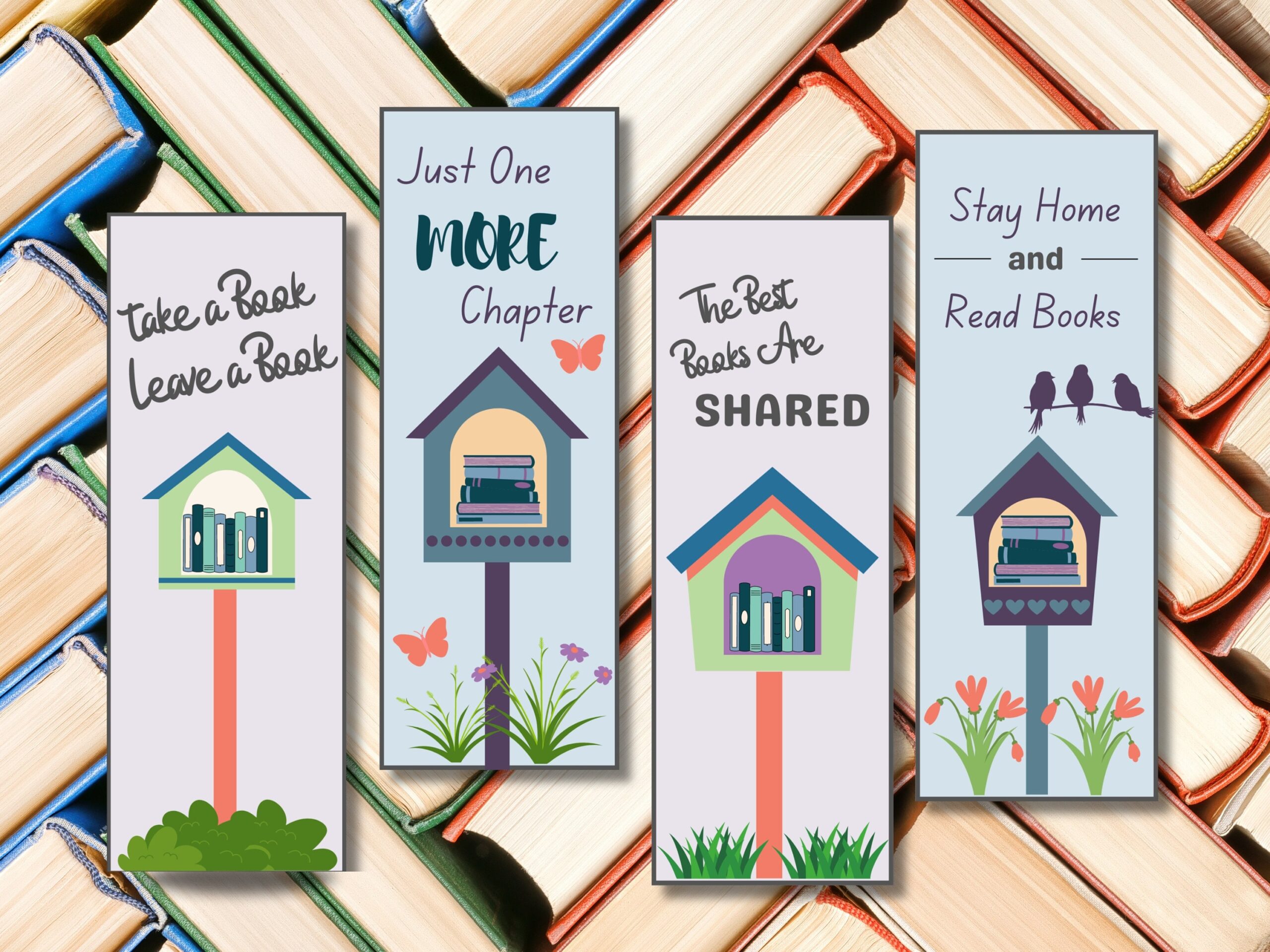 Little Free Library Printable Bookmarks Instant Download Etsy