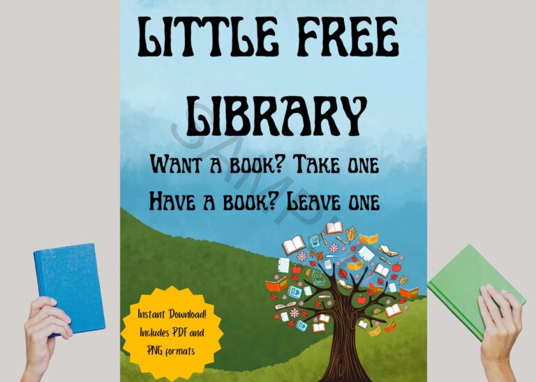 Little Free Library Printable Sign Cute Outdoors Etsy