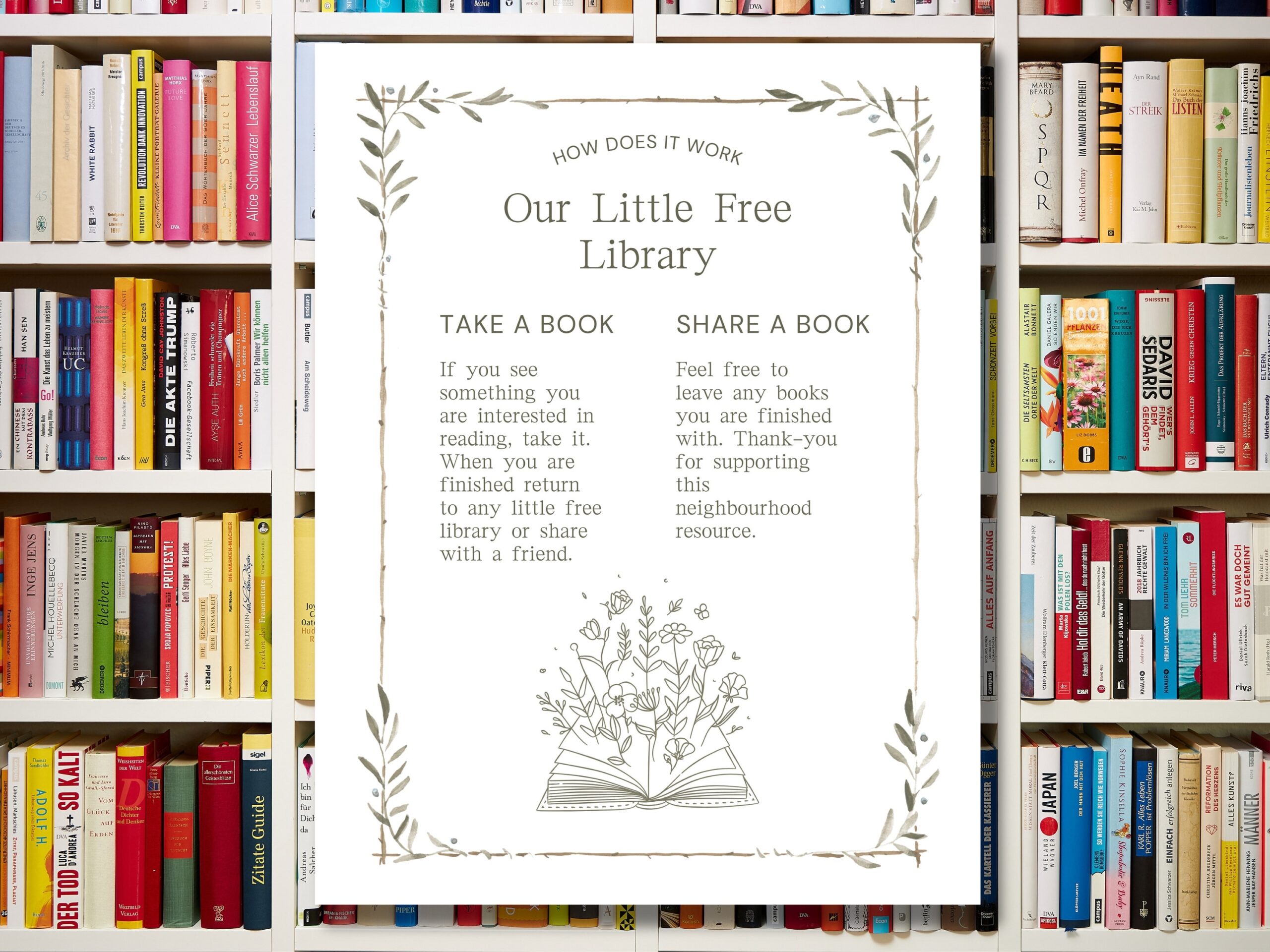 Little Free Library Sign Instant Download Take A Book Leave A 