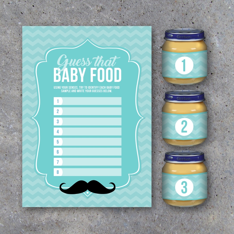 Little Man Baby Shower Guess That Baby Food Game With Baby Food Jar Labels Printable Instant Download