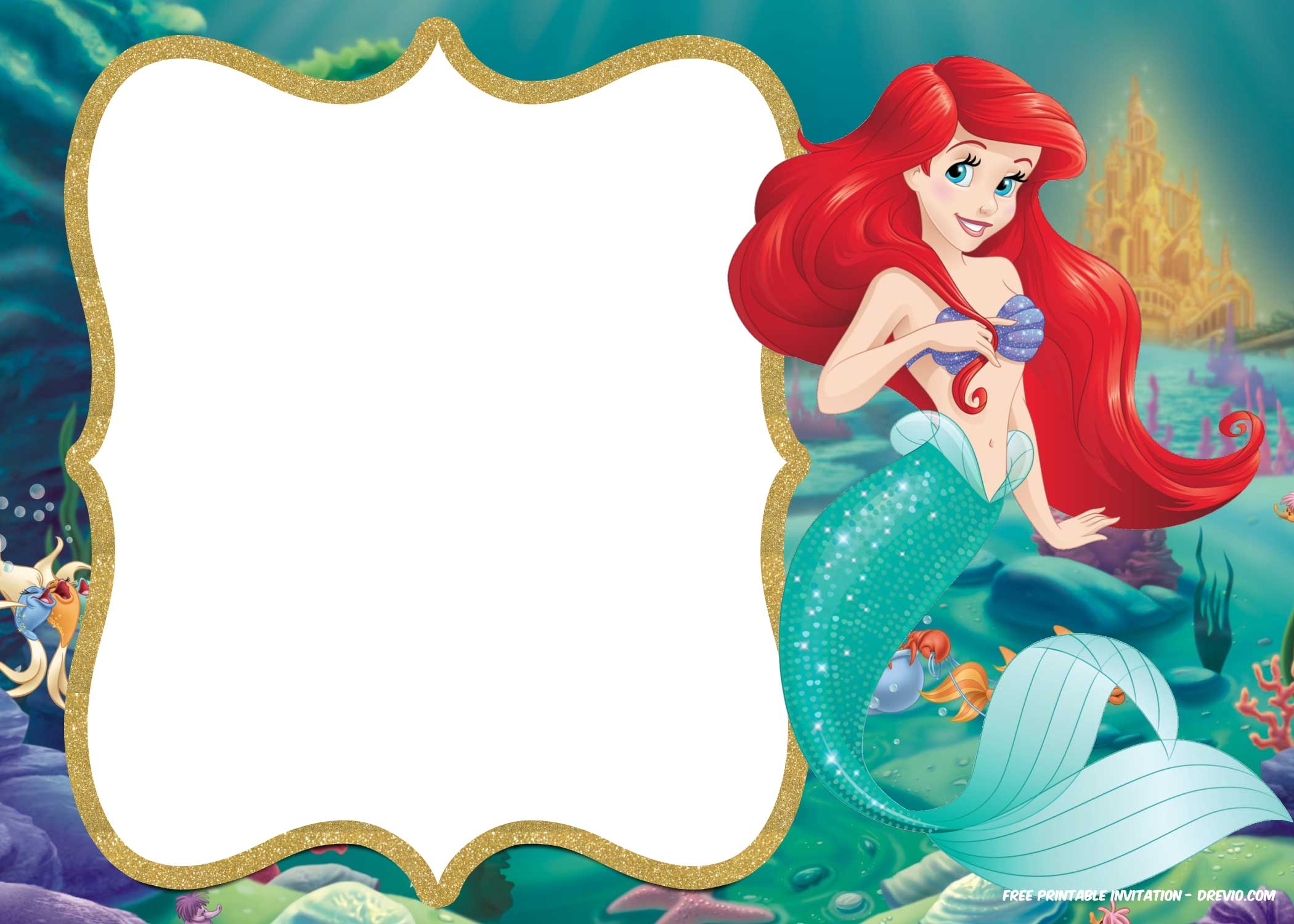 Little Mermaid Royal Invitation Templates Little Mermaid Royal Invitation Templates