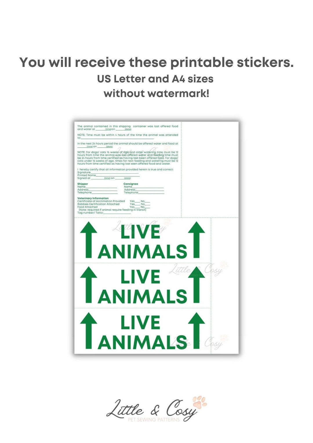 live animal stickers printable