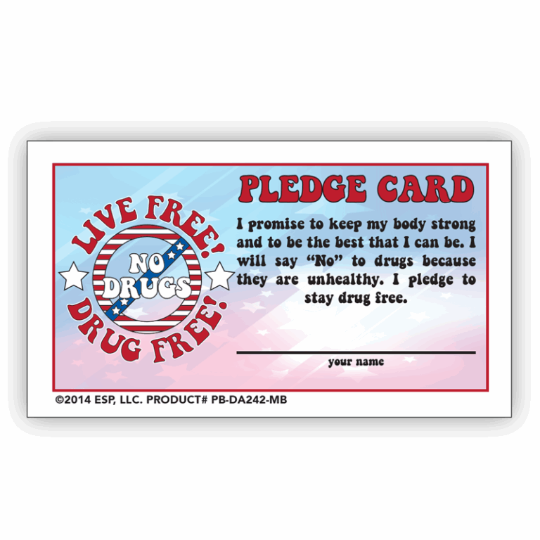 Live Free Drug Free Pledge Card Red Ribbon Themes PTR Press