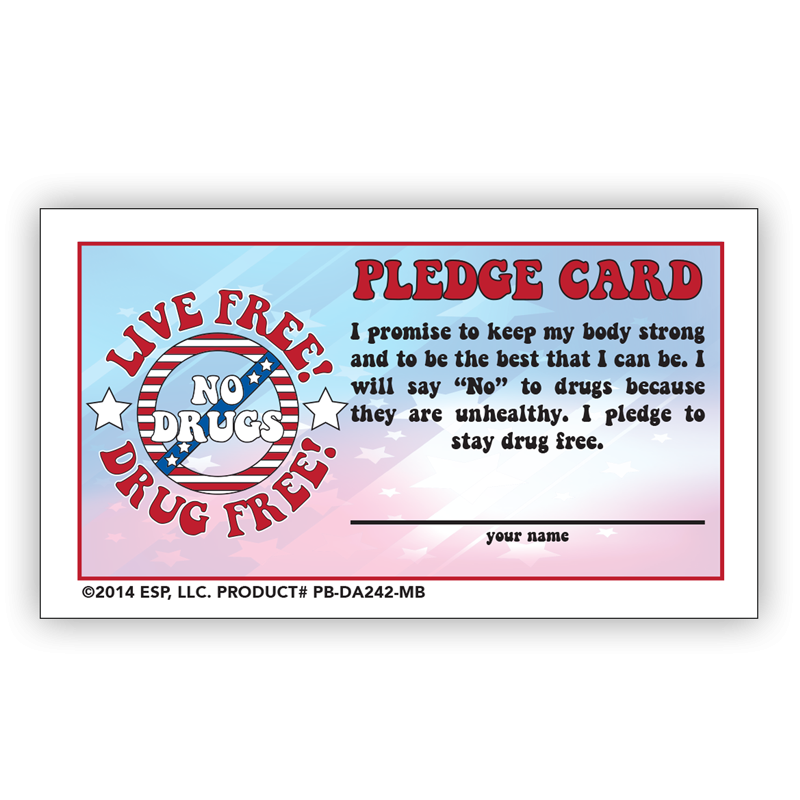 Live Free Drug Free Pledge Card Red Ribbon Themes PTR Press