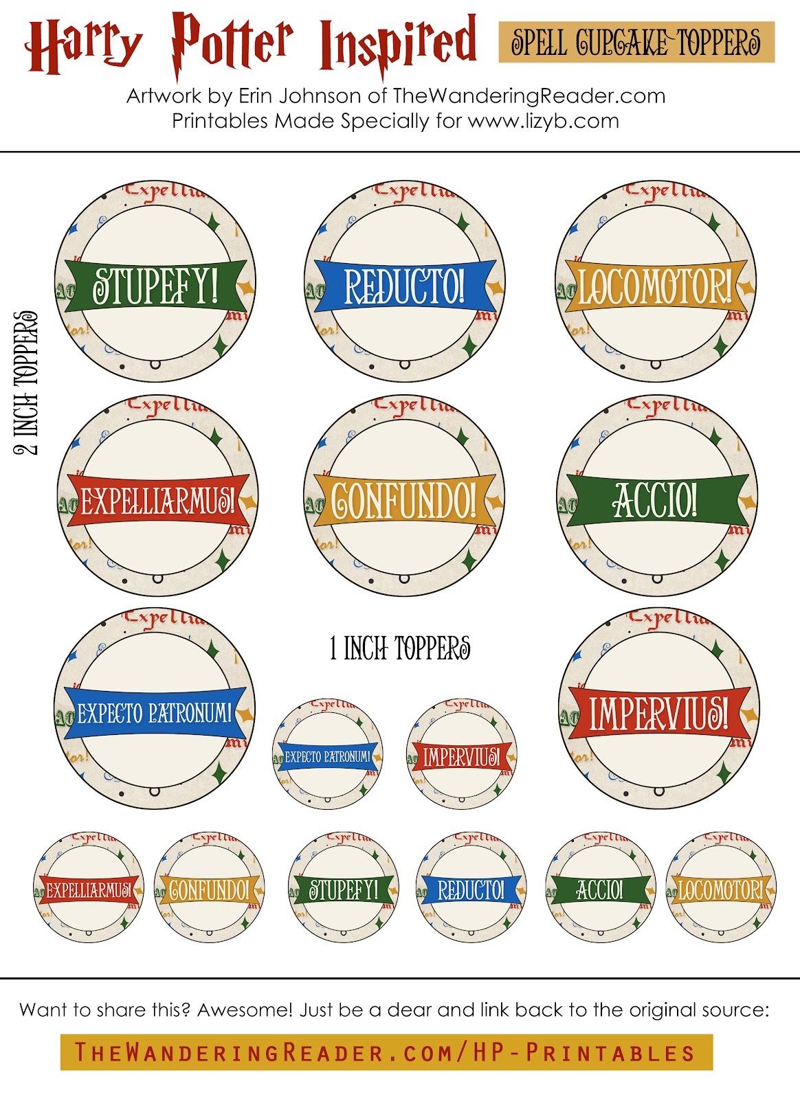 harry potter cupcake toppers printable