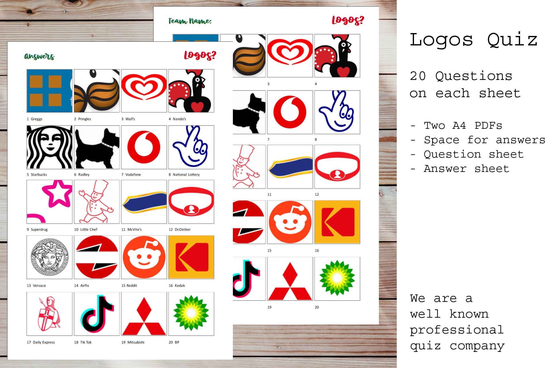 Logo Picture Quiz Test Your Knowledge Of Famous Brands Perfect For Pub Quizzes Christmas Or Family Fun Printable A4 Sheets Etsy
