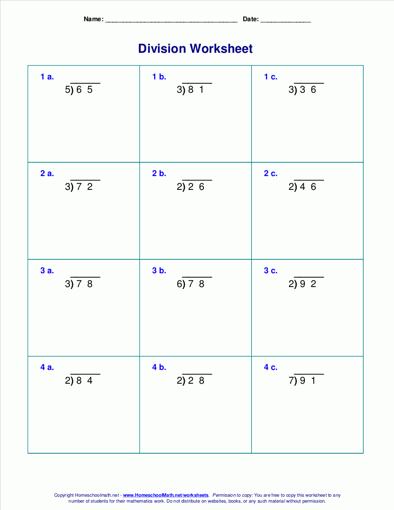 printable long division worksheets
