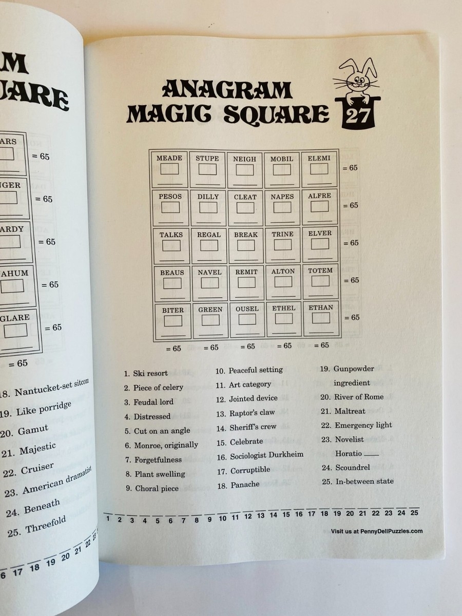 Lot Of 3 Anagram Magic Squares Penny Press Selected Puzzles 82 84 Hidden Message EBay