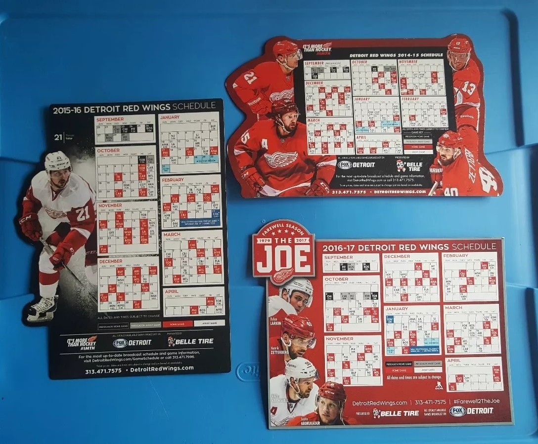 Lot Of 3 Detroit Red Wings 2014 15 2015 16 2016 17 Magnetic Schedules EBay