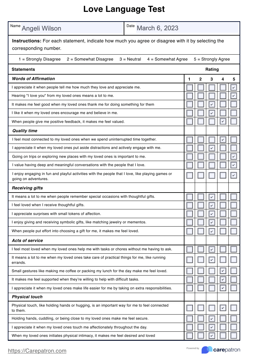 Love Languages Love Language Test Language Quiz Five Love Worksheets Library