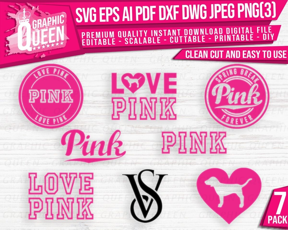 Love Pink BUNDLE Logo Digital File SVG Victoria Secret Printable Clipart Cricut EBay