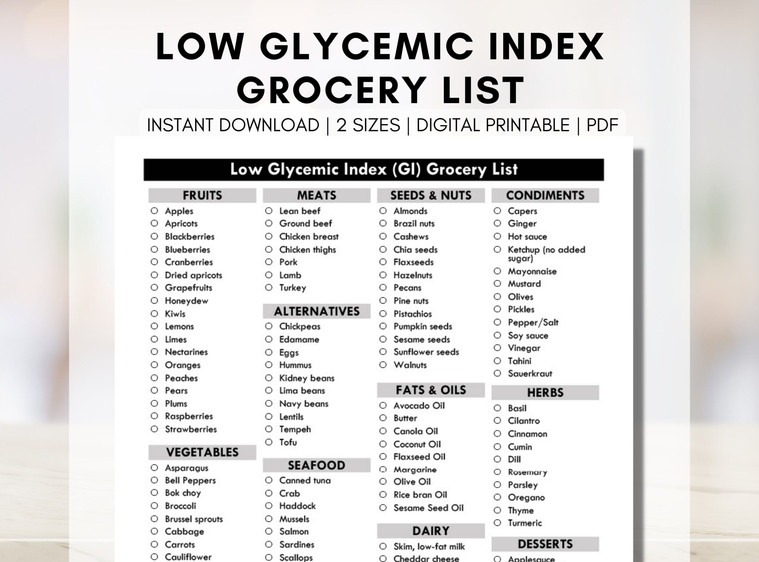 Low Glycemic Index Grocery List GI Diet Shopping List Diabetic 