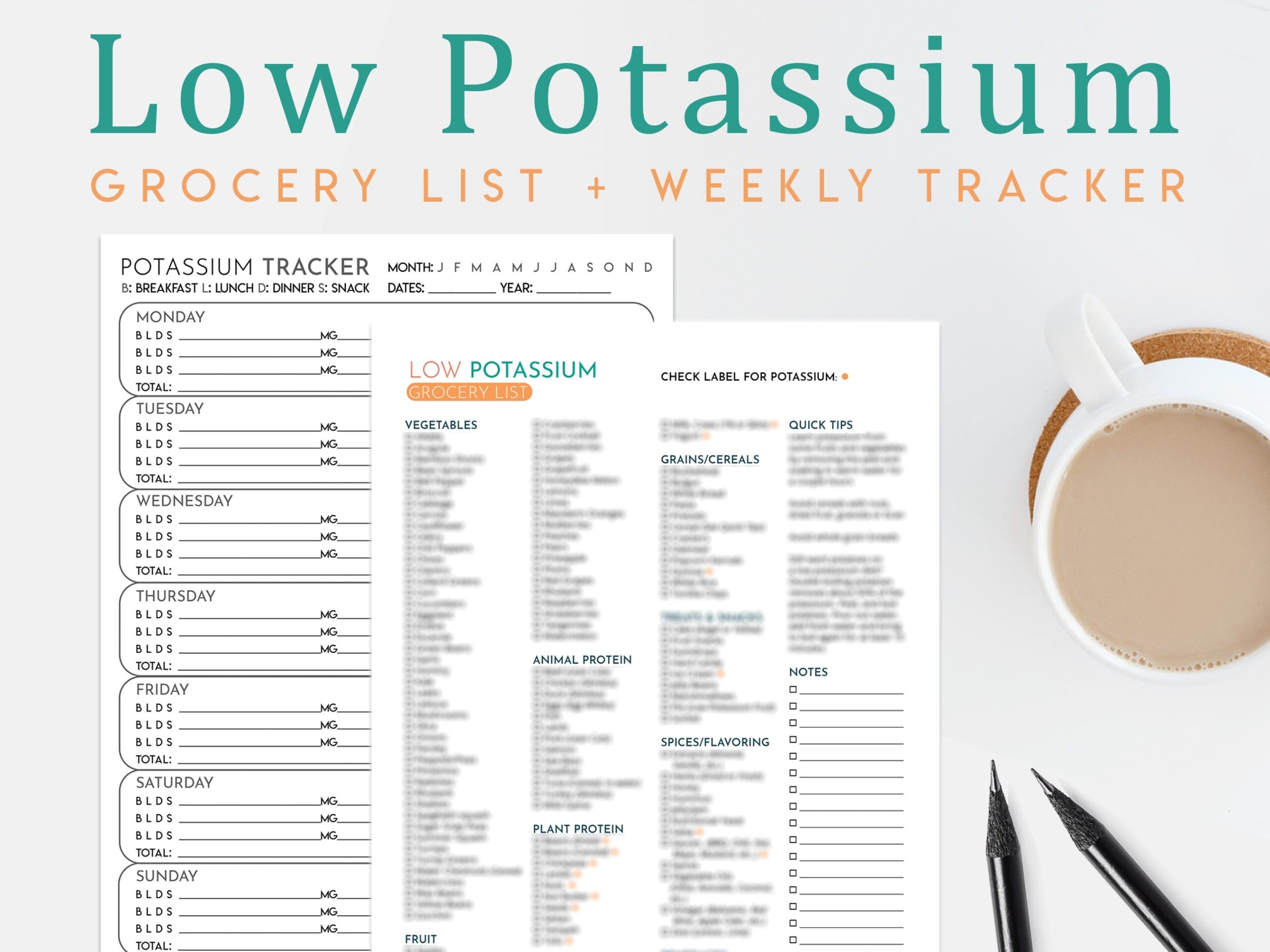 Low Potassium Diet Grocery List Weekly Tracker Kidney Friendly Worksheets Library Low Potassium Diet Grocery List Weekly Tracker Kidney Friendly Worksheets Library