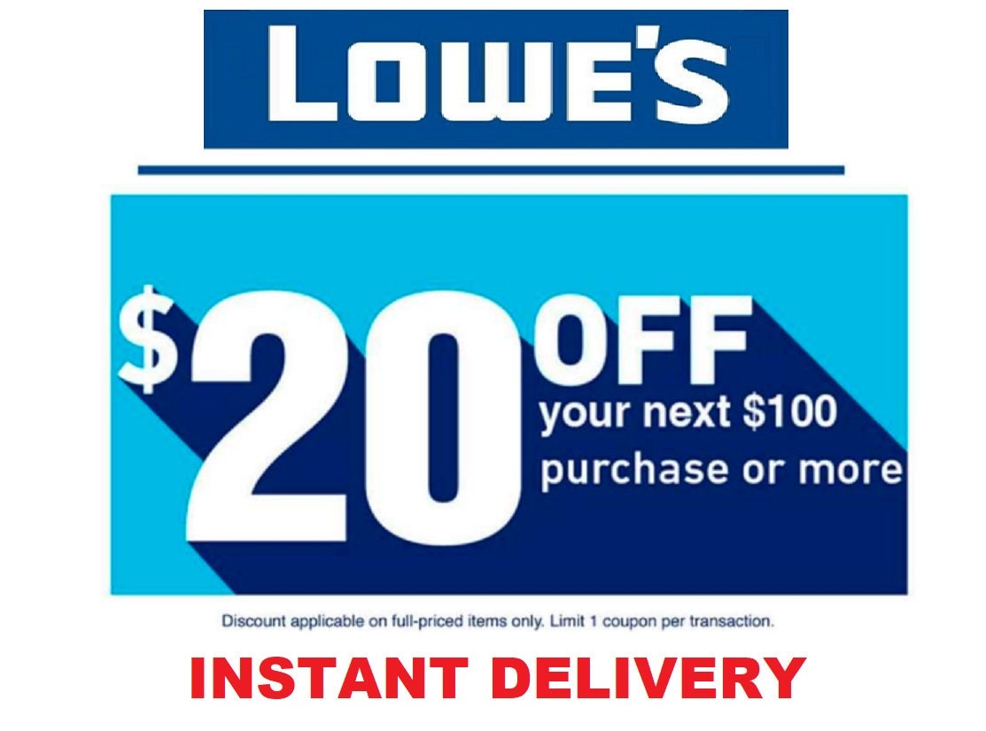 Lowes 20 Off 100 Online Or Instore Coupon Exp 12 7 23 Lowes Coupon Etsy