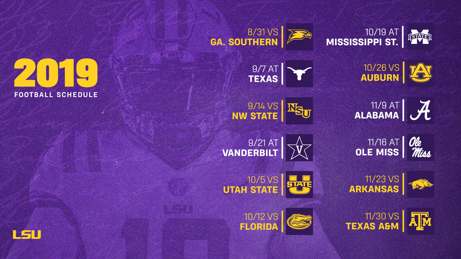 LSU Announces 2019 Football Schedule LSU LSU Announces 2019 Football Schedule LSU
