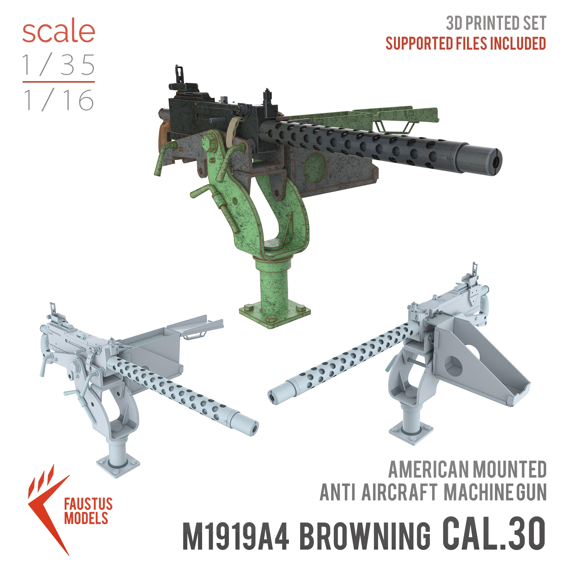  M1919A4 BROWNING CAL 30 AMERICAN MACHINE GUN 3D PRINT 1 35 AND 1 16 STL File For 3D Printing Cults