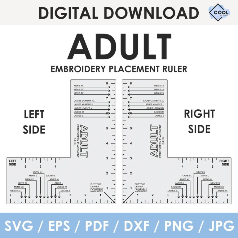 Machine Embroidery Logo Placement Guides Adult Size Embroidery Placement Ruler Left Side And Right Side Printable INSTANT DOWNLOAD Etsy