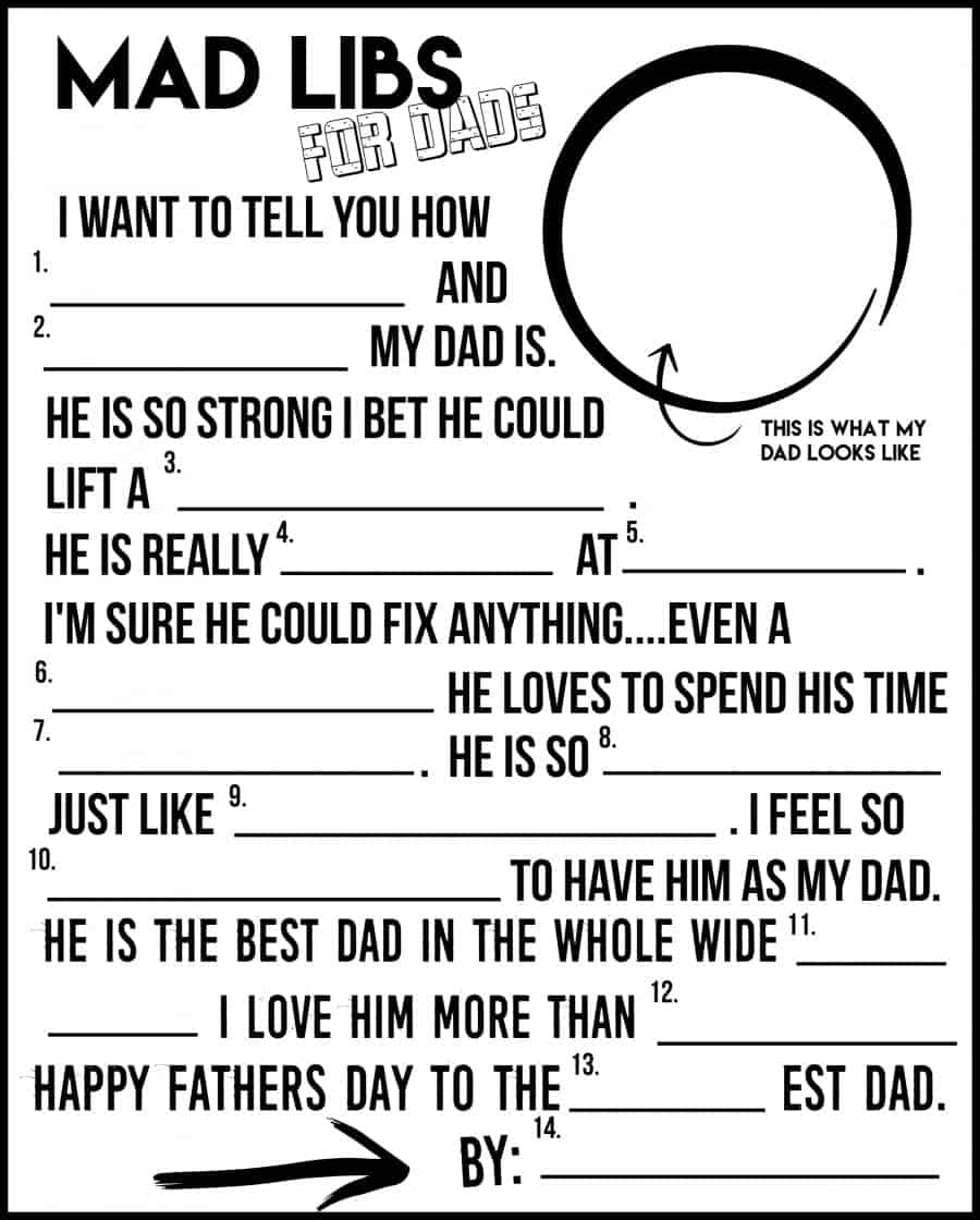 Mad Libs FOR DADS A Fun Fathers Day Printable A Girl And A Worksheets Library