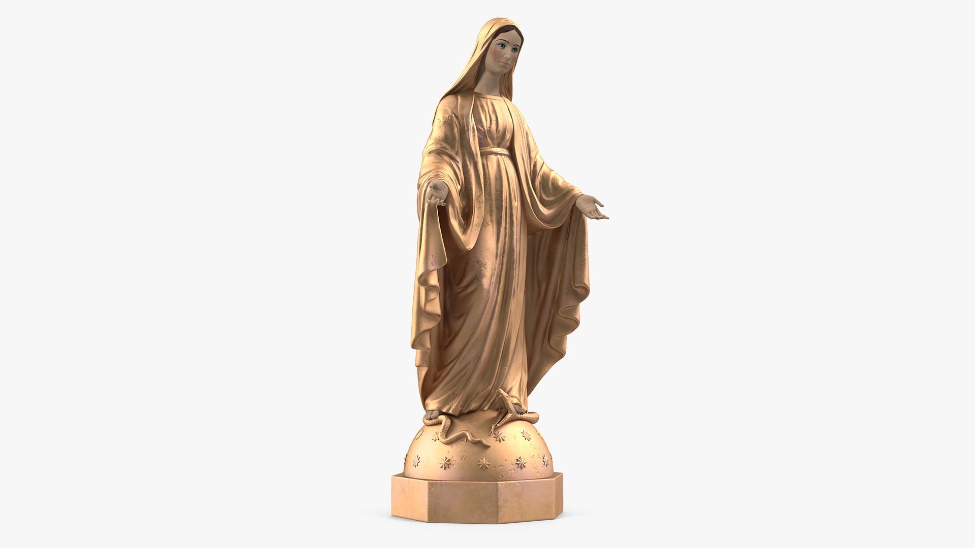 Madonna Virgin Mary Statue Golden 3D Model 59 3ds blend c4d fbx ma obj max Free3D