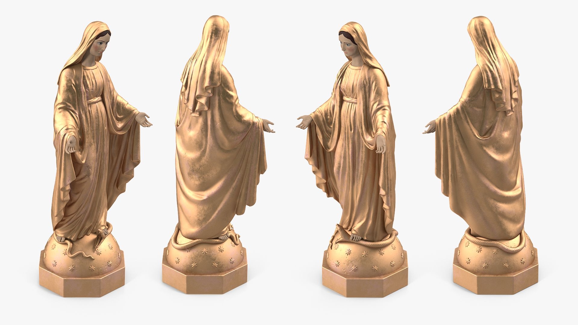 Madonna Virgin Mary Statue Golden 3D Model 59 3ds blend c4d fbx ma obj max Free3D
