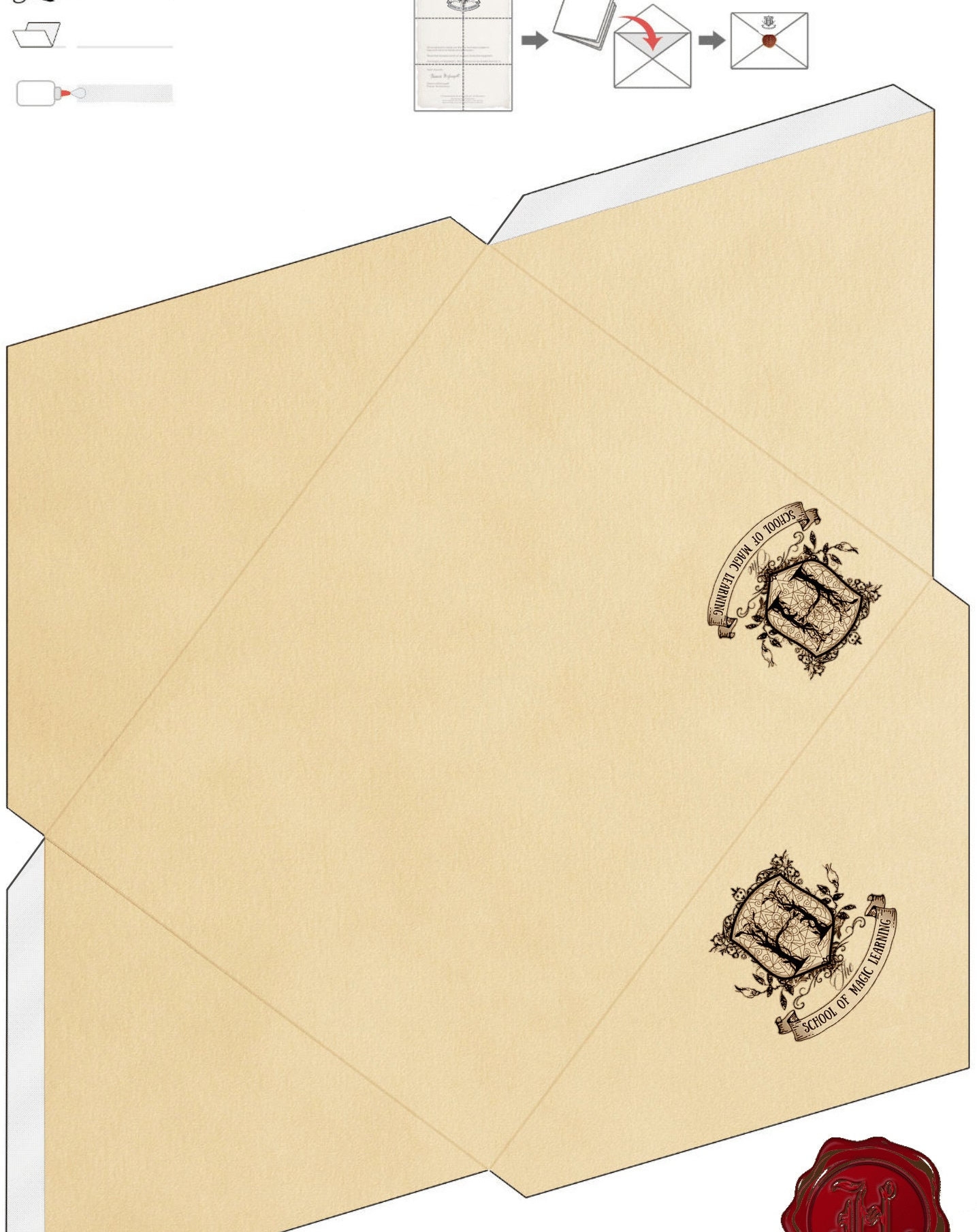 Magic School Printable Envelope Acceptance Letter Wizard Birthday Party Event Invitation School Of Witchcraft