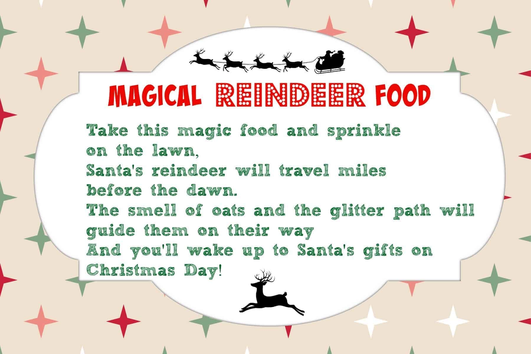 reindeer food recipe printable