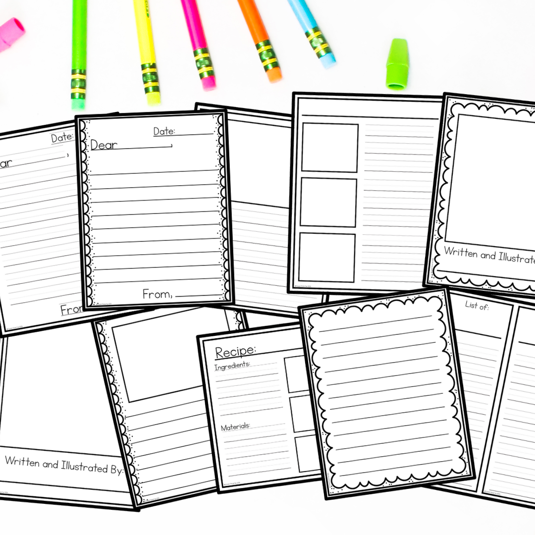 free writing center printables