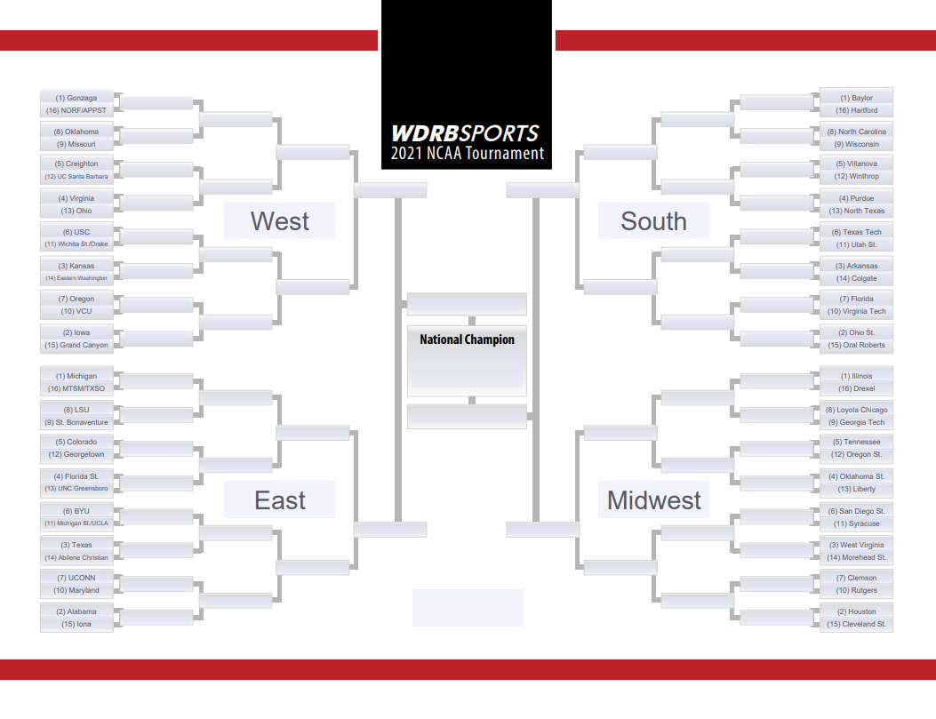 2021 ncaa tournament bracket printable
