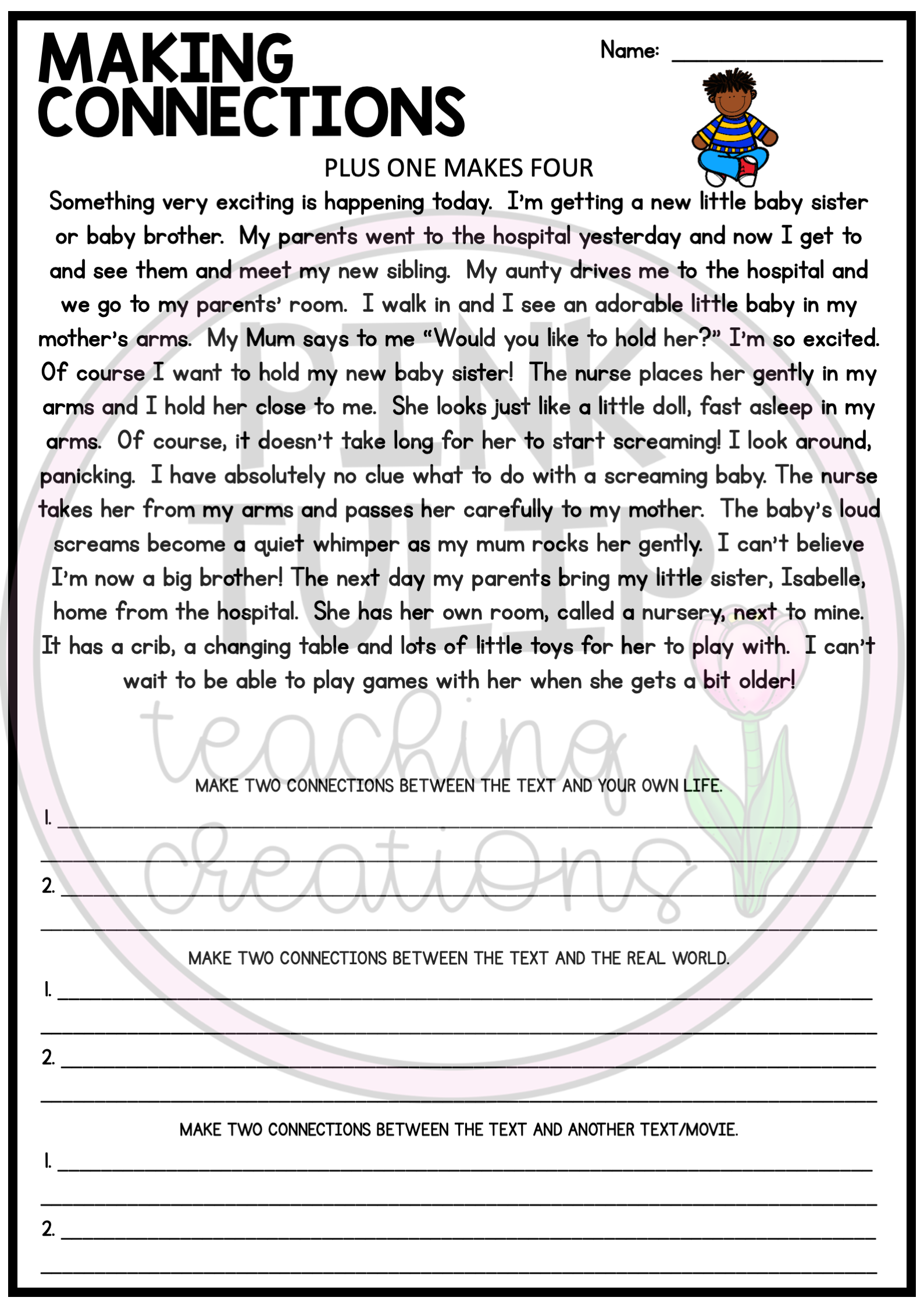 making connections worksheet printable