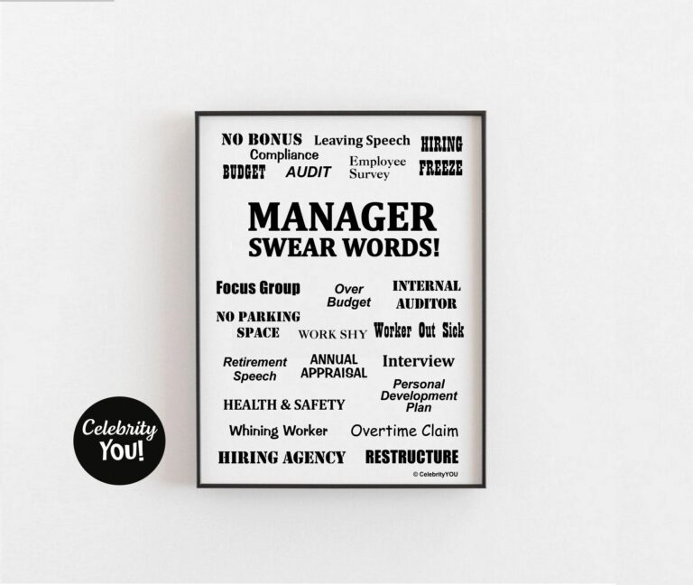 Manager Swear Words PRINTABLE Office Sign Funny Manager Gift 