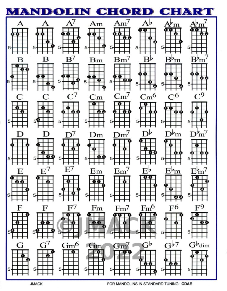 Mandolin Chord Chart Illustrated Finger Positions laminated Etsy
