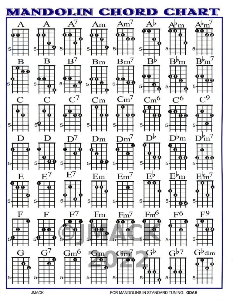 Mandolin Chord Chart Illustrated Finger Positions laminated Etsy