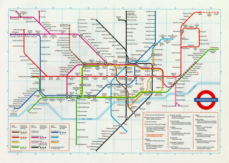 Map Large Print Pocket Underground Map 1985 London Transport Museum