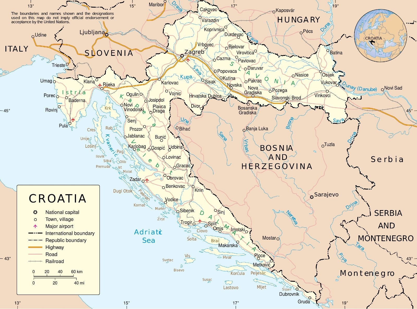 Map Of Croatia Interactive Map And Pdf Maps Download