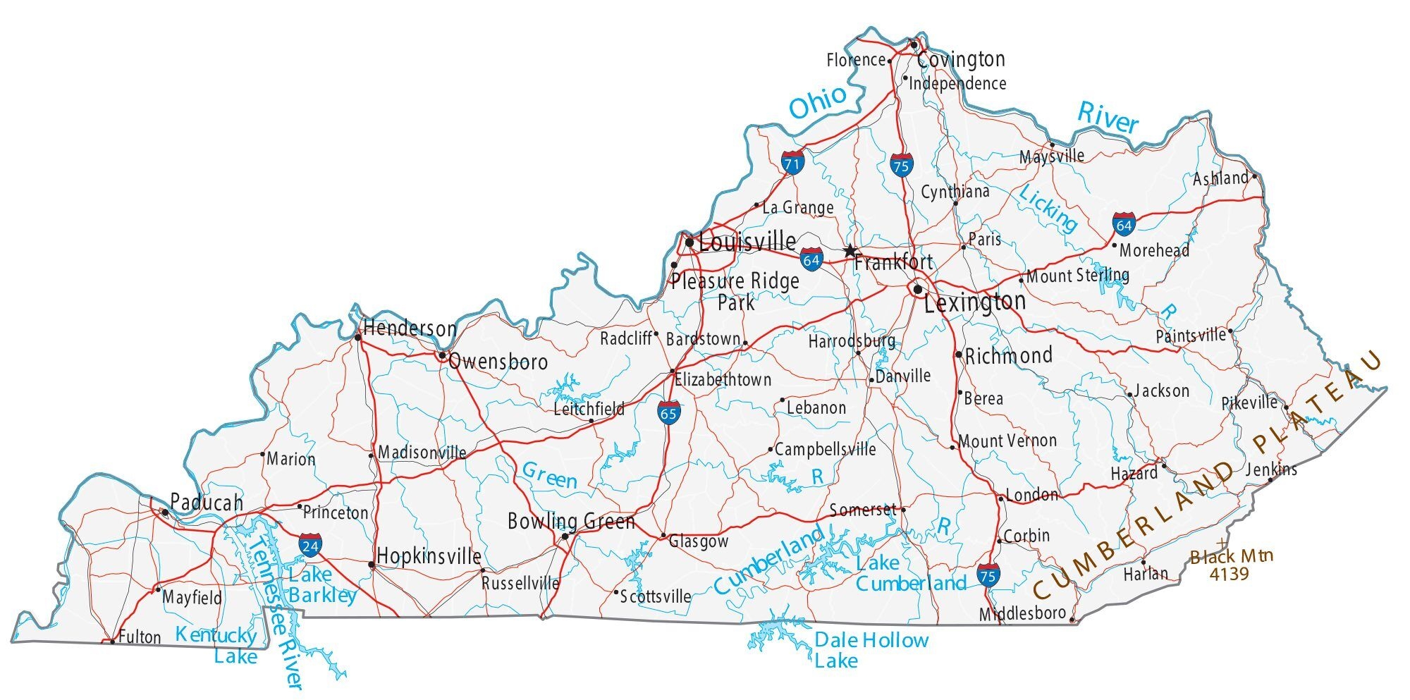 Map Of Kentucky Cities And Roads GIS Geography