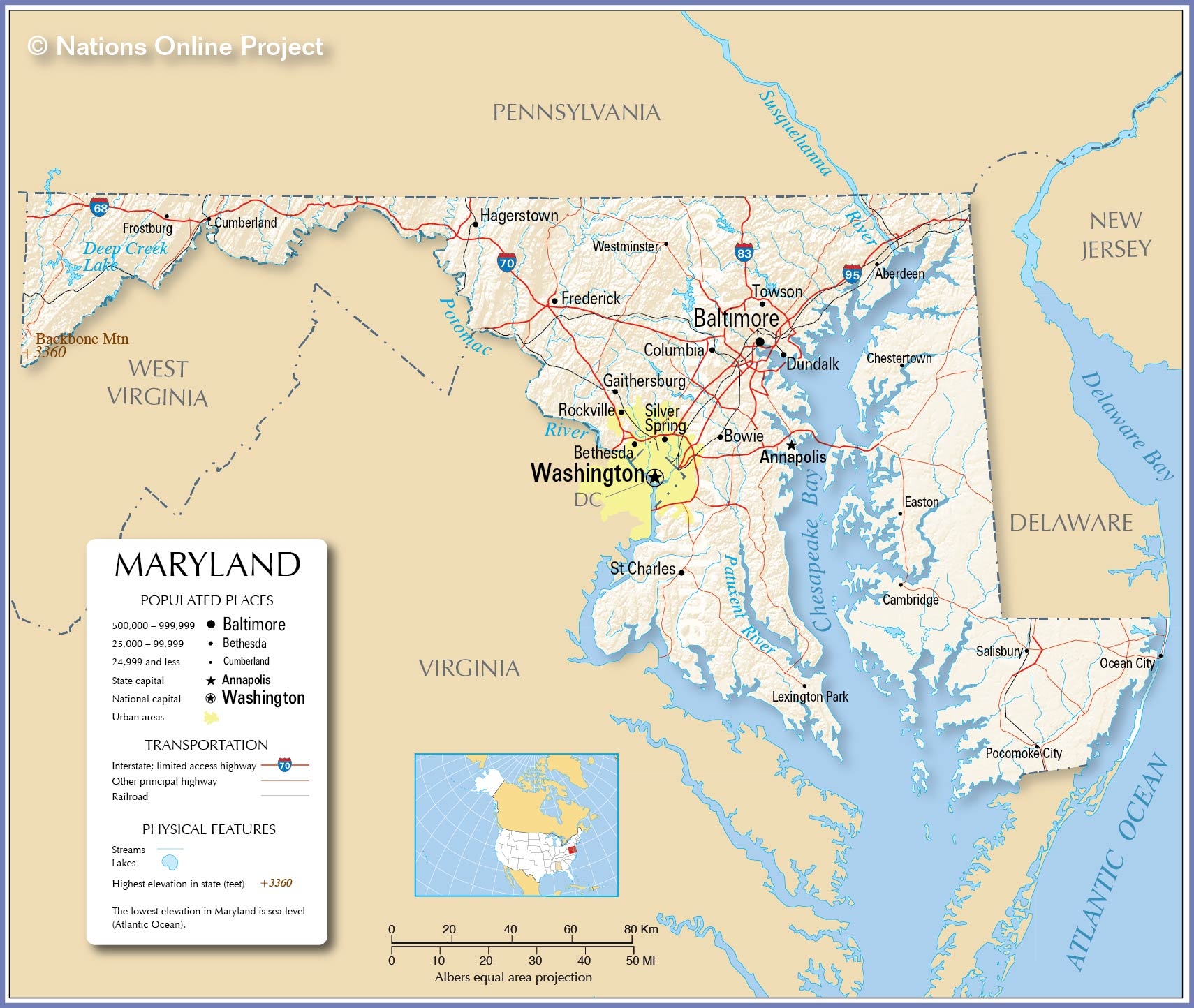 printable map of maryland
