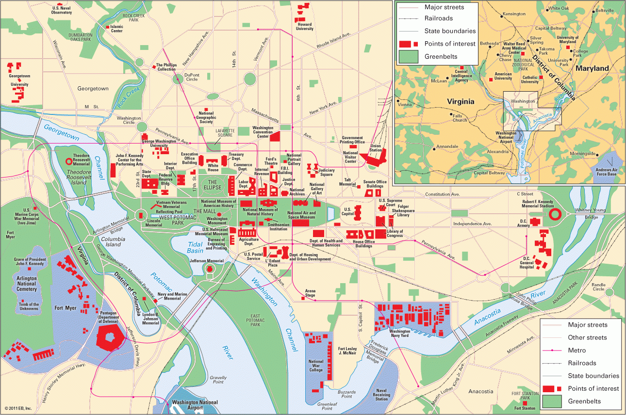 Map Of Washington D C Students Britannica Kids Homework Help