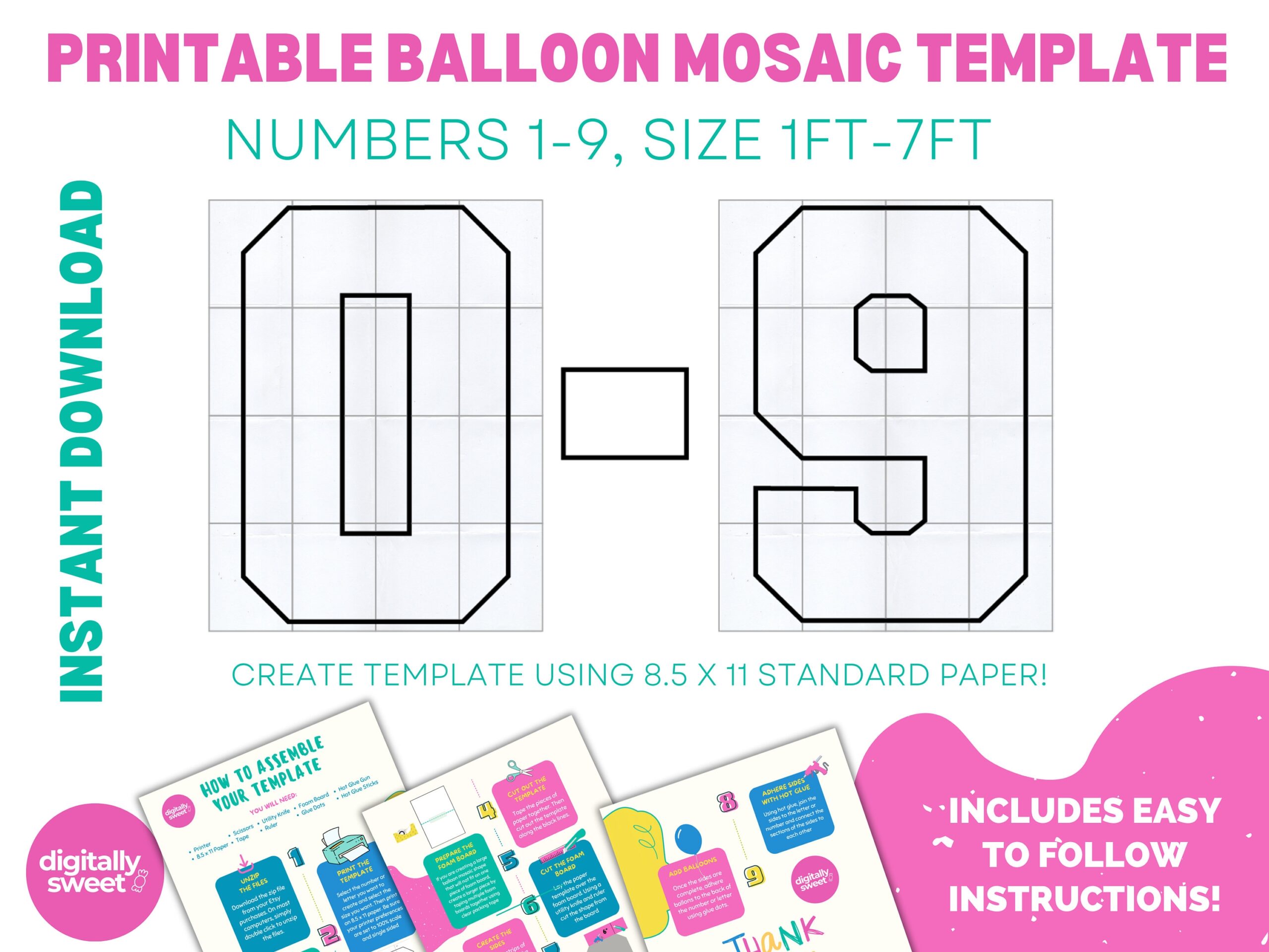 Marquee Numbers Template Large Number Template Print And Cut Oversized Cardboard Numbers Foam Board Template 1ft 7ft Marquee Balloon Mosaic Etsy Canada