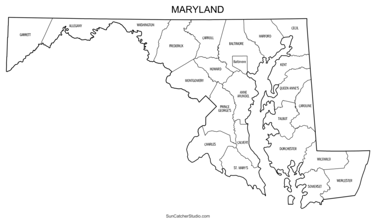 Maryland County Map Printable State Map With County Lines Free 