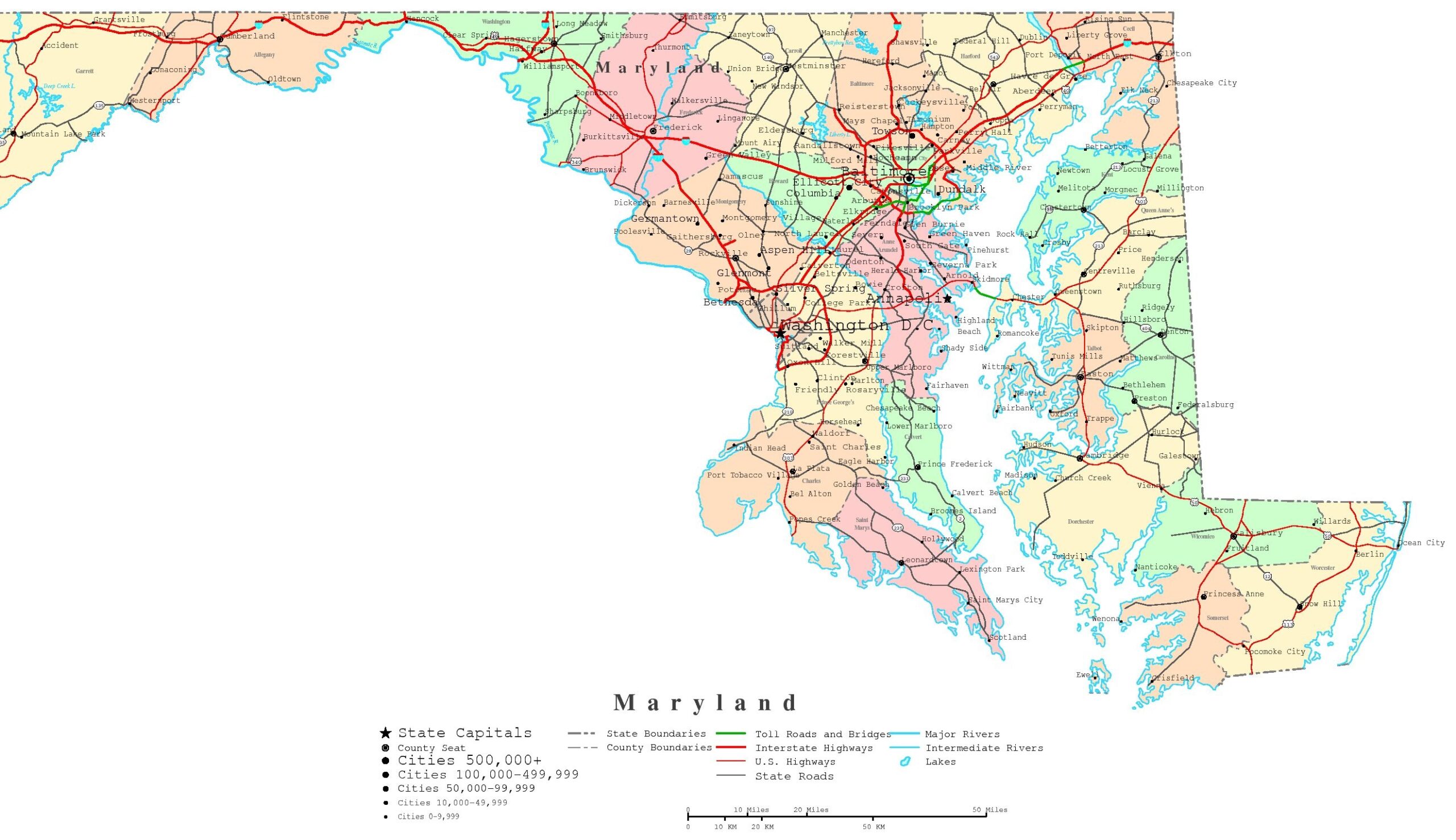 Maryland Printable Map