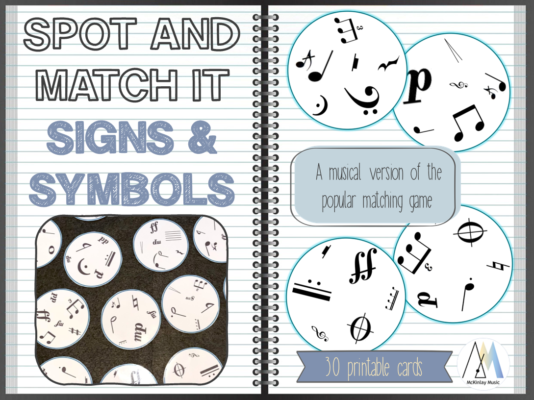 music symbols matching printable