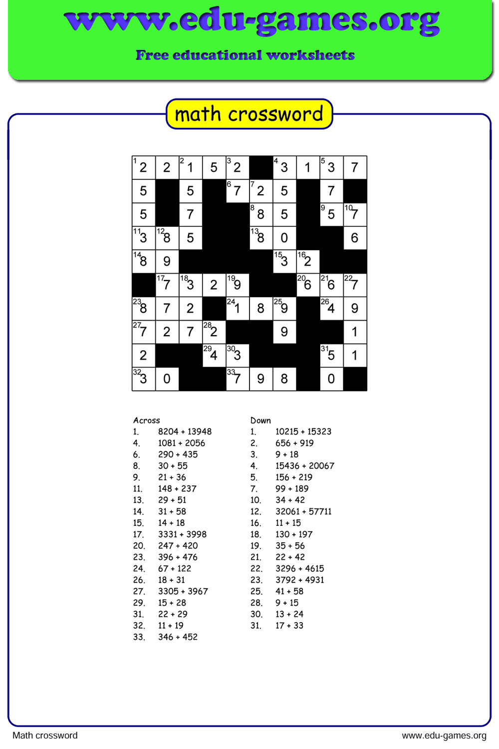 make crossword puzzle printable