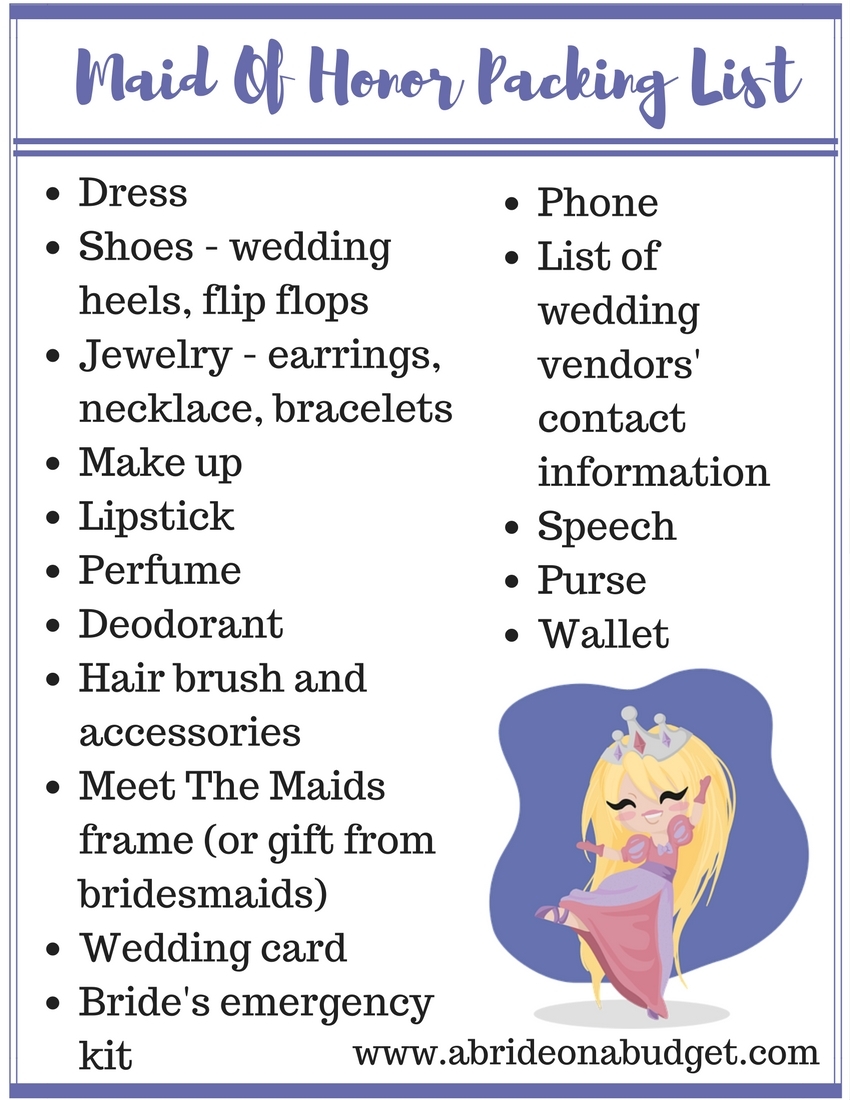 maid of honor duties checklist printable maid of honor duties checklist printable